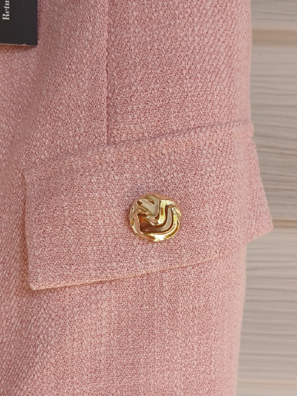 EMPRADA Blush Pink Gold-Button Textured Mini Dress - Picture 7 of 9